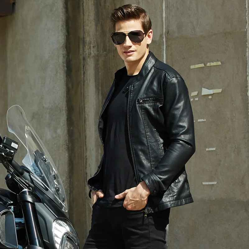  Fashion Velvet Men's PU Leather Jackets Slim Warm Male Motorcycle Jacket Black Coffe Wine Red Winte