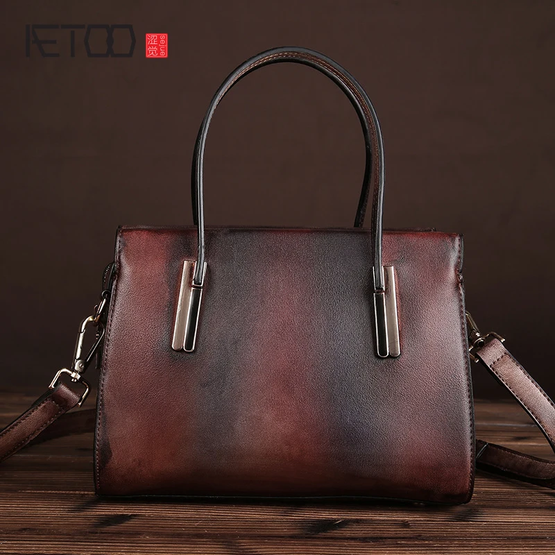 

AETOO Fashion handbags atmosphere handmade rub color retro handbag female bag casual postman bag Messenger bag