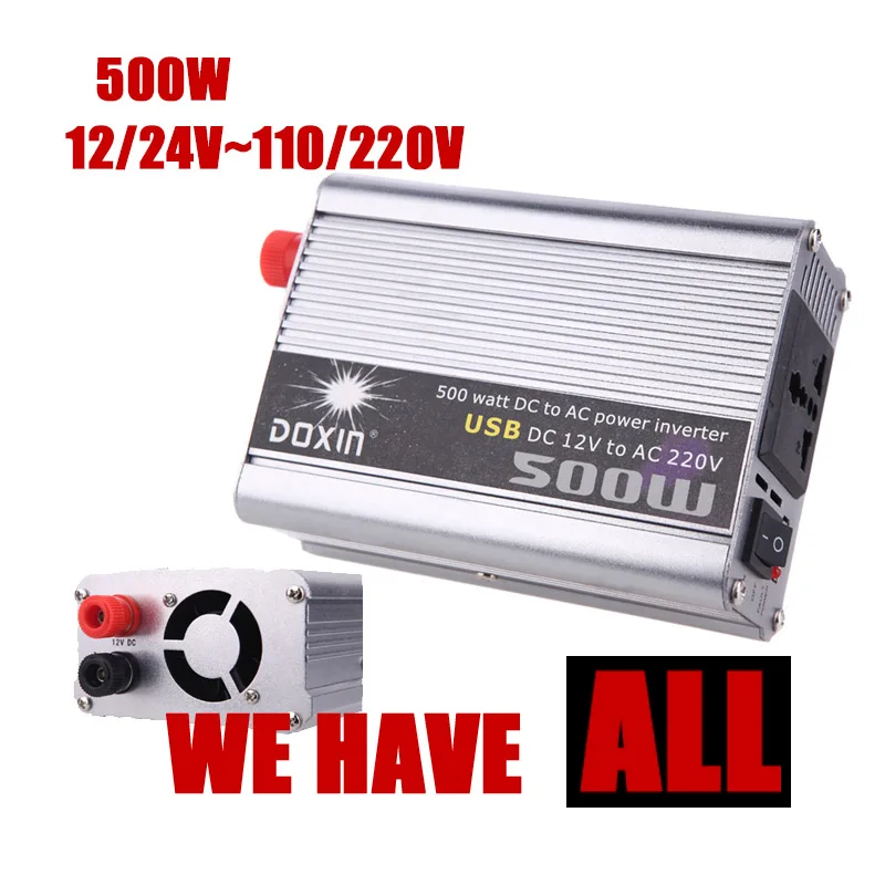 

Wholesale DC 12/24V to AC 110/220V 500W Modified Sine Wave USB charger Car Power Inverter converter voltage transformer