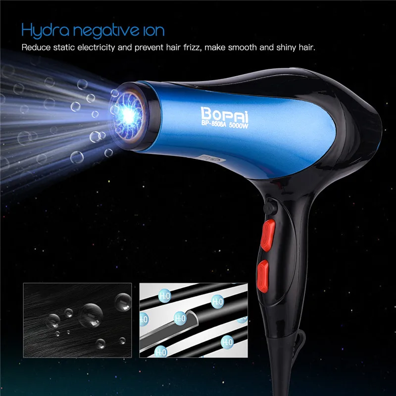 

220-240V Hair Drier 5000W Blow Dryer Professional Hairdryer Styling Tools Salons Household Use+ 2 Collecting Nozzle Hair Tool