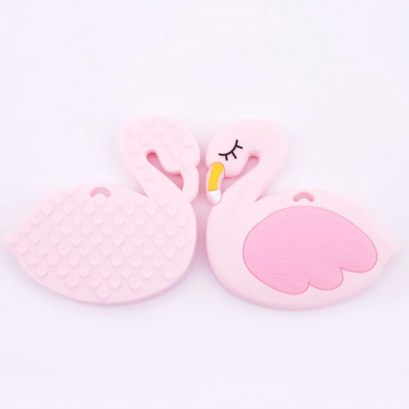 

1pcs Silicone Flamingo Teether Cartoon DIY Teething Necklace Pacifier Clip Chains Accessories Pendant for Baby Teether Toys