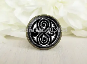 

wholesale 12pcs doctor who white gallifreyan Adjustable ring brass pendant men women fashion vintage xmas gift steampunk jewelry