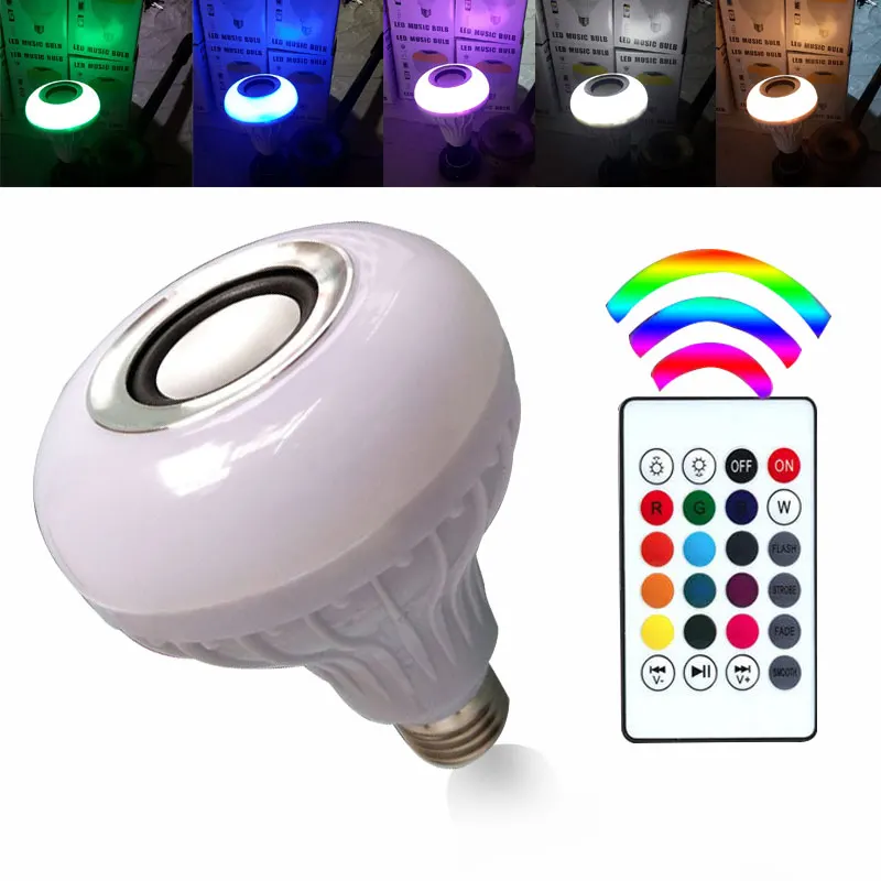 

Wireless Bluetooth Speaker Bulb With 24 Keys Remote Control Lamp Music Playing Smart RGB LED Energy Saving Light --M25