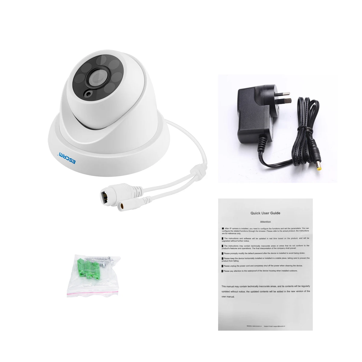 ESCAM QH001 ONVIF H.265 1080P P2P ИК купольная IP камера с функцией интеллектуального анализа домашняя камера видеонаблюдения s