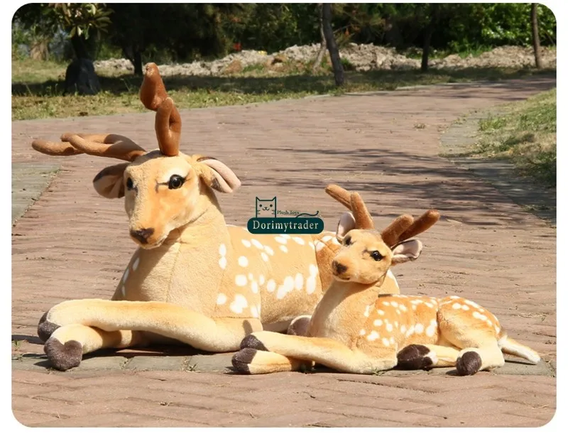 Dorimytrader 110cm Giant Soft Emulational Forest Animal Sika Deer Plush Toy Stuffed Lying Animal Deers Baby Present Decoration DY60626 (19)