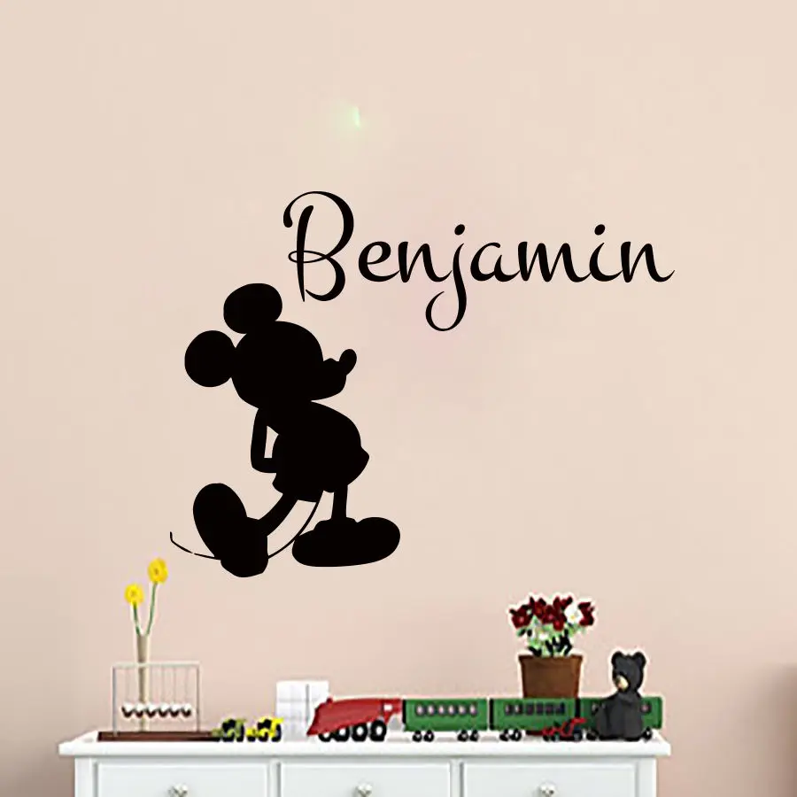 

Personalized Kids Room Decoration Decals Customized name Mickey Mouse wall Sticke Removable Vinyl Baby Room Decals CA-9