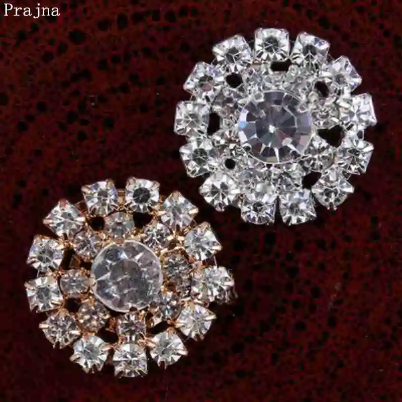

Prajna 10PCS 19mm Round Rhinestones Flatback Gold Sliver Sew On Rhinestones Alloy Button Strass Crystal For Fashion Dress Decor