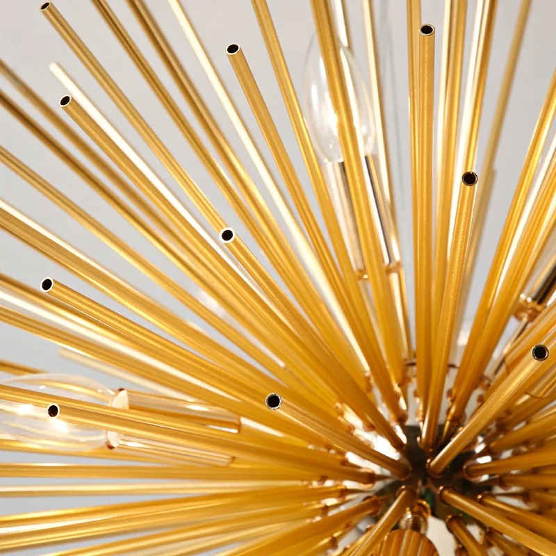 Одуванчик Ежик люстра освещение алюминиевая трубка Искра шар креативный светильник золотой Американский пост-современные люстры для ресторана
