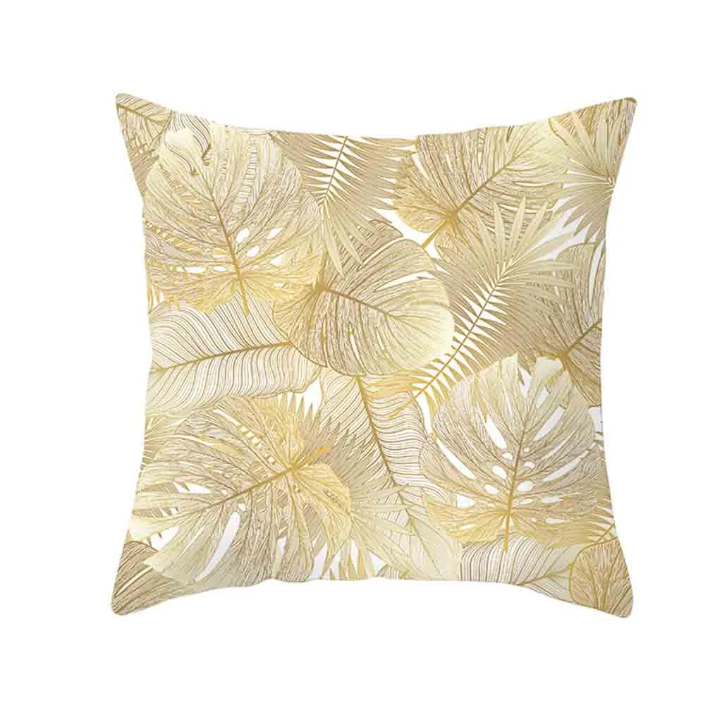 

Pillow Case Geometry Plant Gold Nordic Style Trees Leaf Polyester Cotton Sofa Cushion Cover Decorative Throw Pillows Cover L4