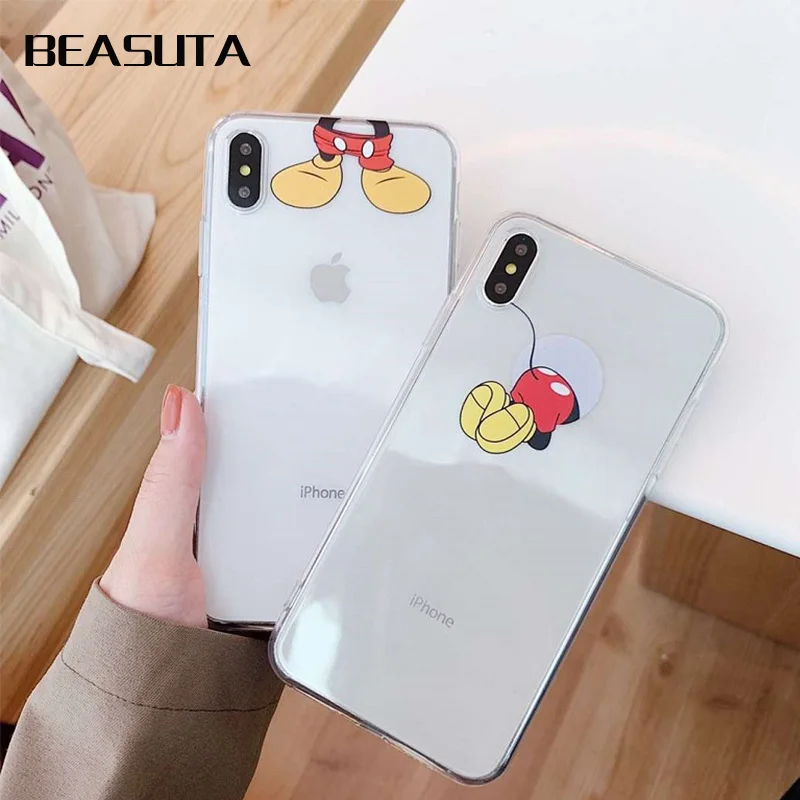 

Mickey mouse transparent soft tpu case for iphone XS MAX 6 6S 7 8 Plus cute cartoon cases for iPhone X XR XS back conque capa