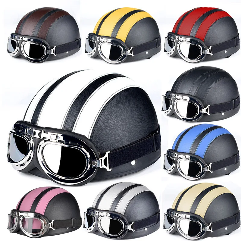 

Motorcycle helmets electric bicycle Harley Retro Leather four seasons general safety man woman teen helmet