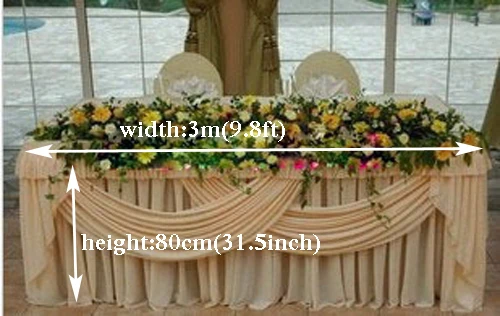 9.8ft (W) * 31.5 \(H) lichtgeel ijs zijde Tafelkleed bruiloft tabel rok banket party tafel rok met swag tafel cover 9.8ft (W) * 31.5 \(H) lichtgeel ijs zijde Tafelkleed bruiloft tabel rok banket party tafel rok met swag tafel cover
