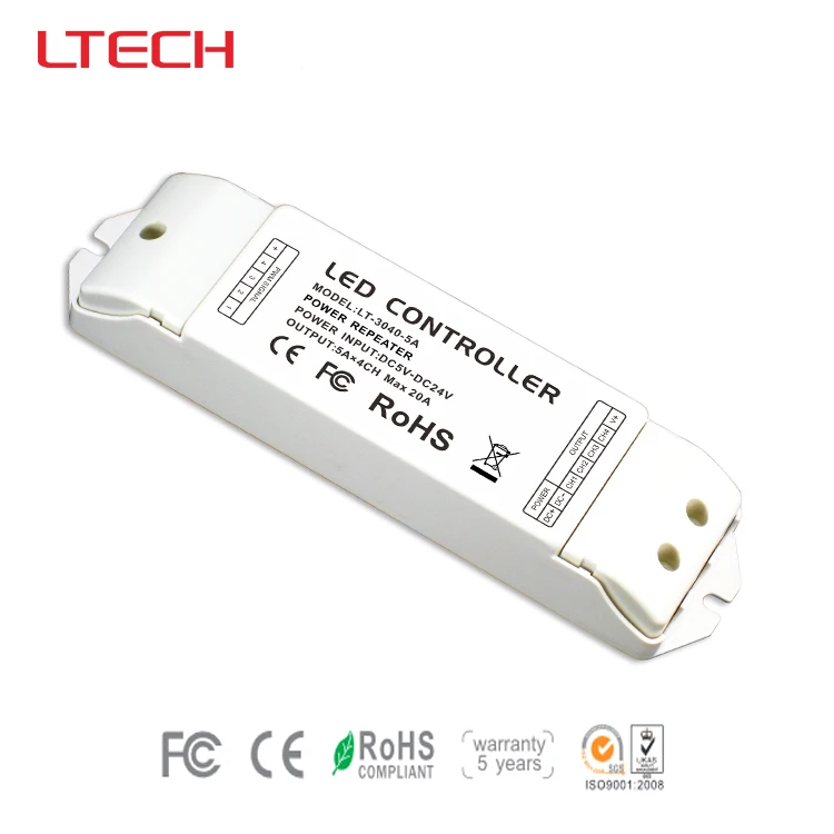 

LT-3040-5A CV Led Power Repeater(amplifier);DC5-24V input;5A*4CH output for rgbw/Y/A led strip