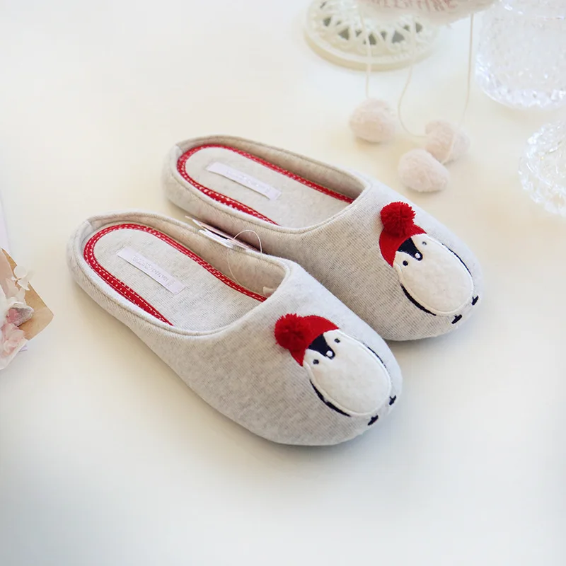 Cotton Cute Penguin Animal Pattern Home Slippers Women Indoor Shoes For Bedroom House Adult Guest Warm