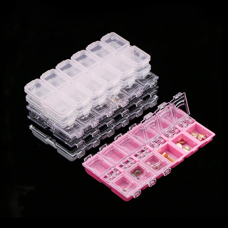 

Bridal Nail Sticker Decoration High Quality Nail Storage Box Transparent 12 Lot Empty Nail Art Rhinestone Bead Storage Box,Q
