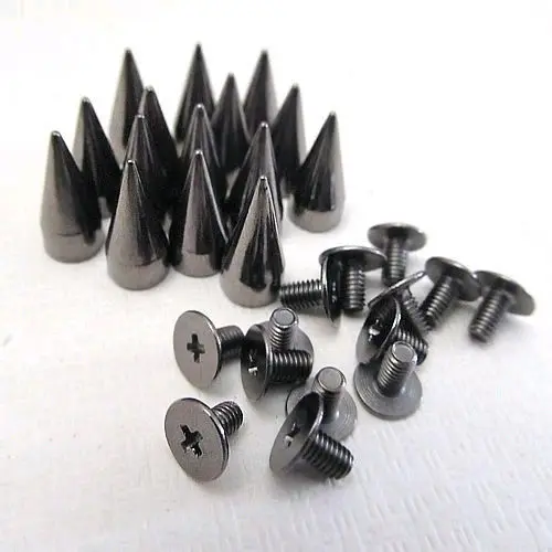 

Hot DIY 100Sets 13MM Black Color Metal Bullet Spike Stud Punk Bag Belt Shoes Clothes Leathercraft Cone Rivet DIY Shipping Free