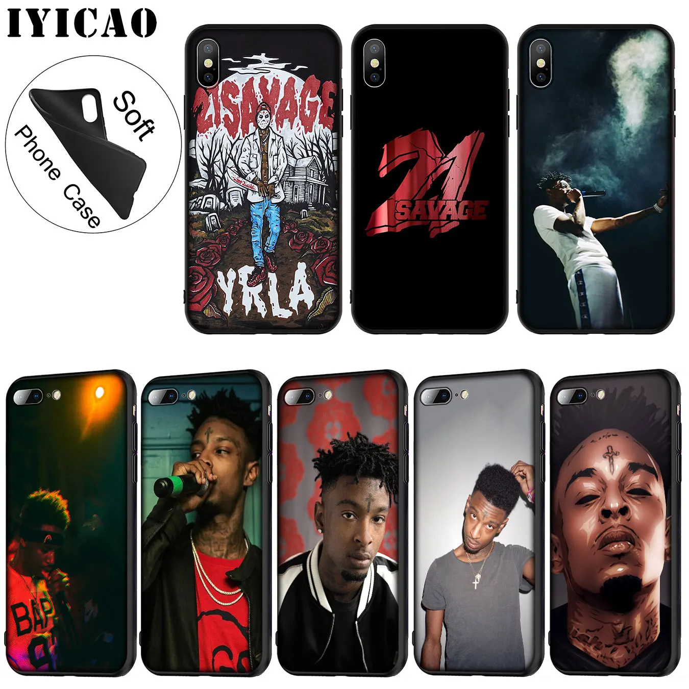 IYICAO 21 Мягкий силиконовый чехол для iPhone XR X XS 11 Pro Max 6 6S 7 8 Plus 5 5S SE черный из ТПУ |