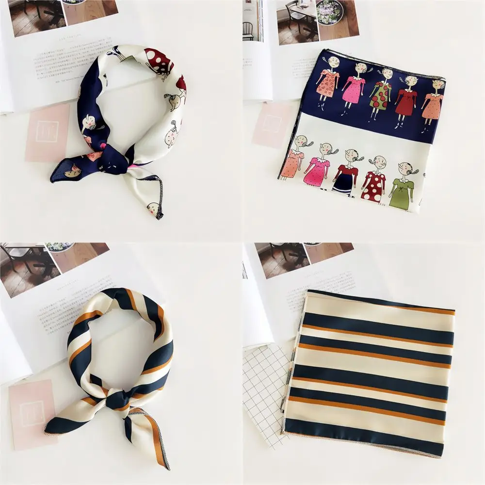 Women Head Skinny Retro Hair Tie Neckerchief Waiter Flight Satin Business Retro Head Band Stripe Small Square Silk Scarf Scarves Women Head Skinny Retro Hair Tie Neckerchief Waiter Flight Satin Business Retro Head Band Stripe Small Square Silk Scarf Scarves