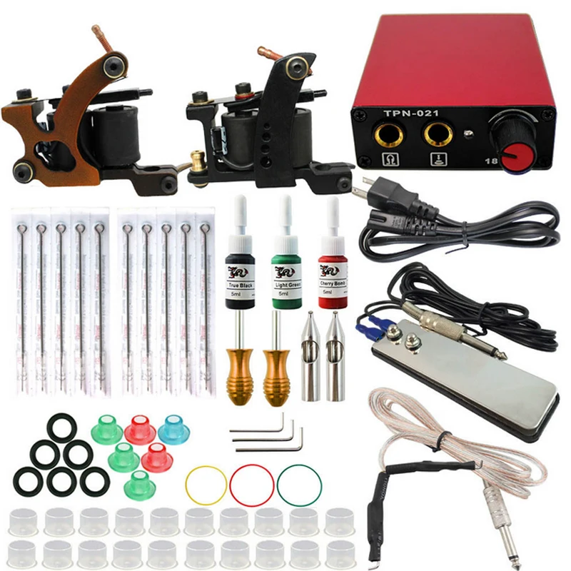 Professional Tattoo set Complete Equipment Tattoo kit Machine 2 Guns 3