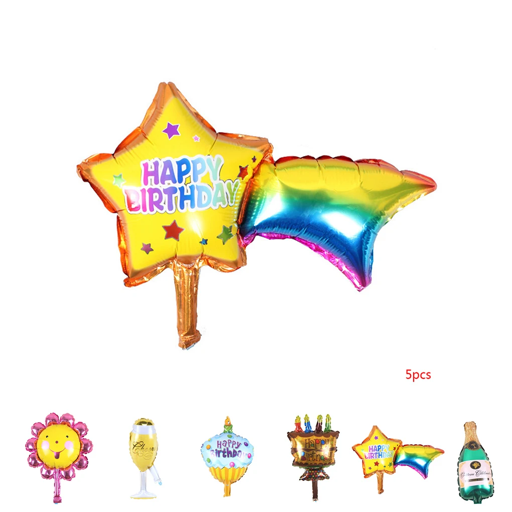 

5pcs Sunflower Cake Bottle Shape Aluminum Film Balloons for Birthday Party