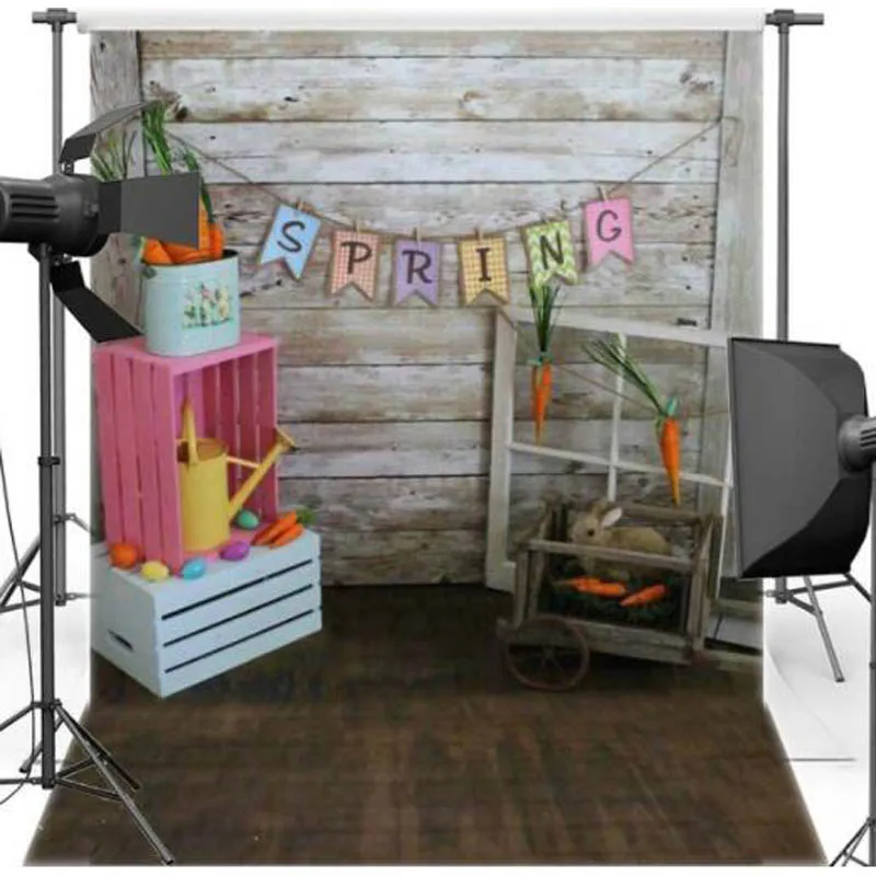 

Happy Easter Vinyl Photography Background For Children Spring New Fabric Flannel Backdrop For photo studio Props GE-194