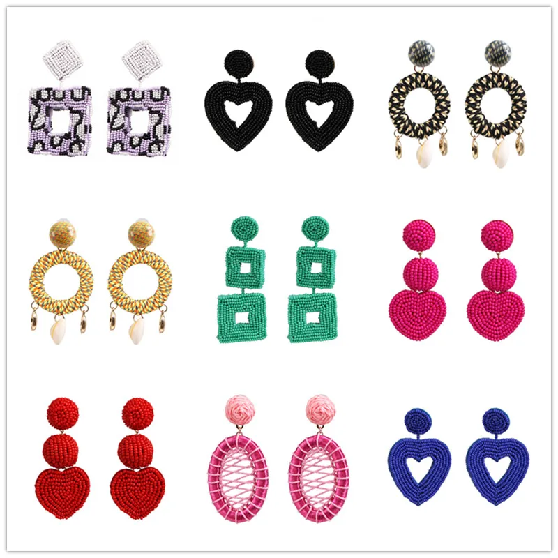 

FASHIONSNOOPS Boho Multi-Color Beads Drop Earrings for Women Fashion Resin Statement Earrings Wedding Party Gifts Jewelry Bijoux