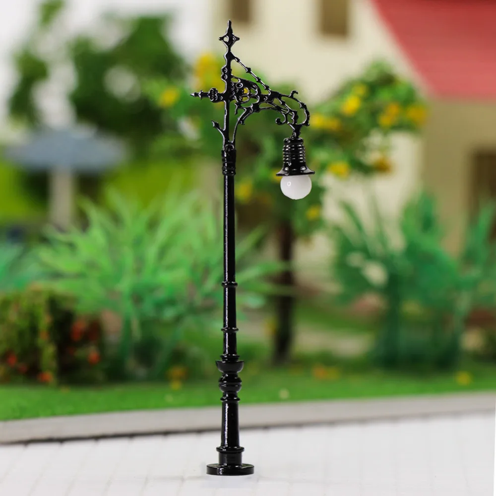 

5pcs N Scale Lamp Post Single Head 65mm 1:150 Street Lights Model Railway Train LEDs Miniature Warm White LQS70N