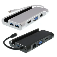 USB C до 4K HDMI VGA Rj45 Ethernet порт type C зарядный адаптер концентратор type C к HDMI Кабель-адаптер