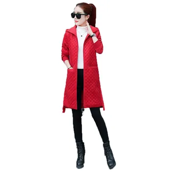 

Fashion parka coat M-3XL plus size Caramel red new winter long sleeve hooded loose leisure plus thick long warmth clothing LR369