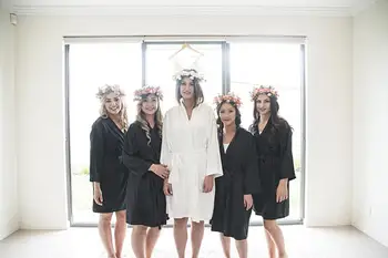 

Personalized printed wedding Bachelorette Bridesmaid bride satin pajamas robes maid of honor kimonos gifts party gifts