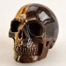 4," рейки целебный кварцевый хрустальный череп натуральный Тигр Железный глаз резной хрустальный череп фигурка череп из драгоценных камней статуи домашний декор