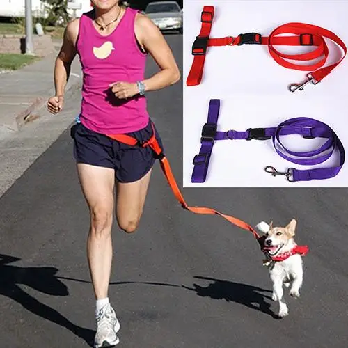 

New 1pc Adjustable Hands Free Running Walking Jogging Pet Dog Waist Leash Traction Rope