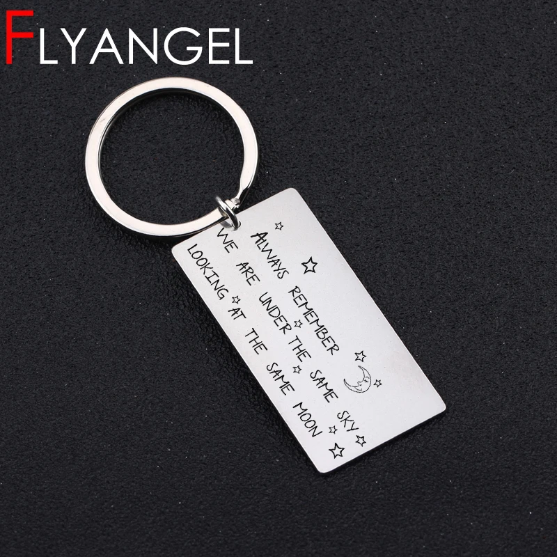 

Fashion Keychain Engraved Always Remember We Are Under The Same Sky Distance Love Keyring Car Key Tag Gifts For Distance Lover