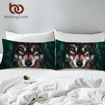 

BeddingOutlet Wolf Painting Body Bed Pillowcase Animal Decorative Pillow Cover 3d Printed Pillow Case Bedding for Kids 2pcs
