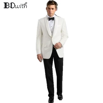 

Newest Wedding Men suit Shawl Lapel Slim Fit White 2 Pieces (Jacket +Pant) For Wedding Groom Tuxedos Formal Suit Custom Made