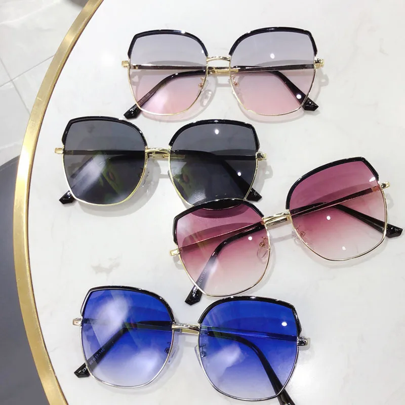MIZHO синий UV400 Роскошные брендовые дизайнерские металлические солнцезащитные очки для женщин негабаритных градиентные Красные линзы квадратные винтажные женские солнцезащитные очки