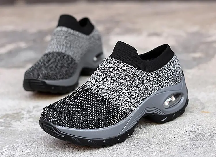 Fashion round toe wedges breathable mesh shoes woman new mixed color comfortable sports mother sneakers women summer shoes