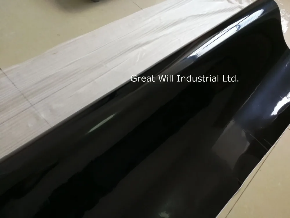 Блестящая Черная Виниловая пленка с воздушными пузырьками блестящая черная, глянцевая, виниловая пленка для автомобиля пианино черная пленка Размер 1,52x30 м/рулон