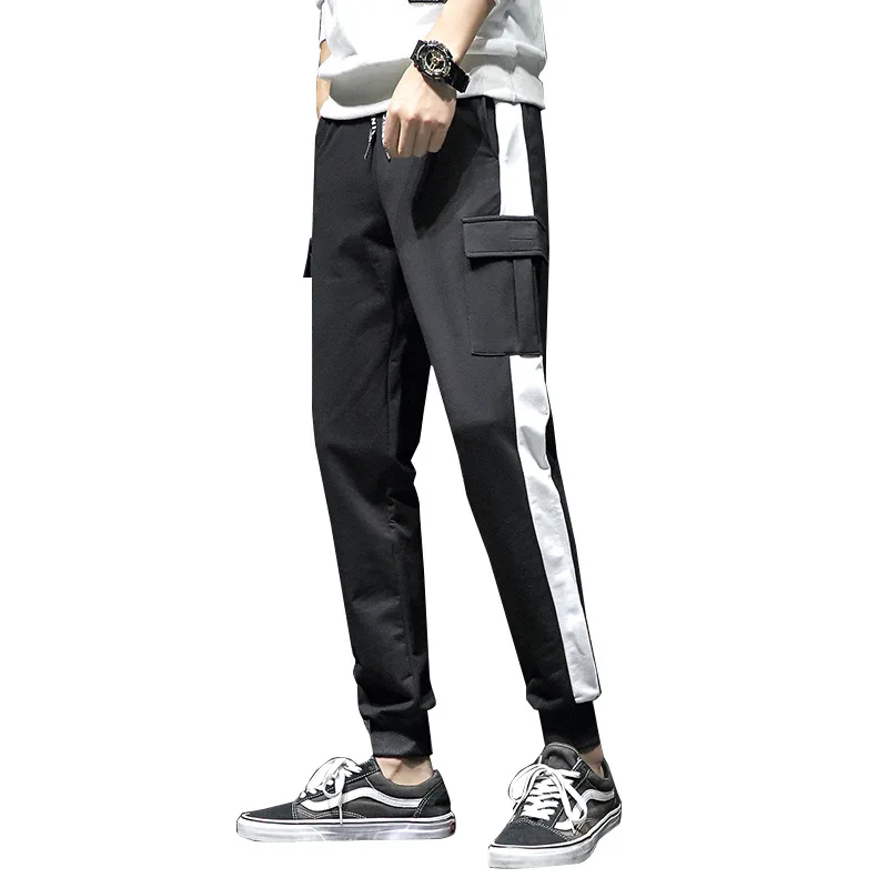 Spring tide brand casual trousers men's multi-legged feet feet pants Slim men's casual overalls men's street style black pants Spring tide brand casual trousers men's multi-legged feet feet pants Slim men's casual overalls men's street style black pants