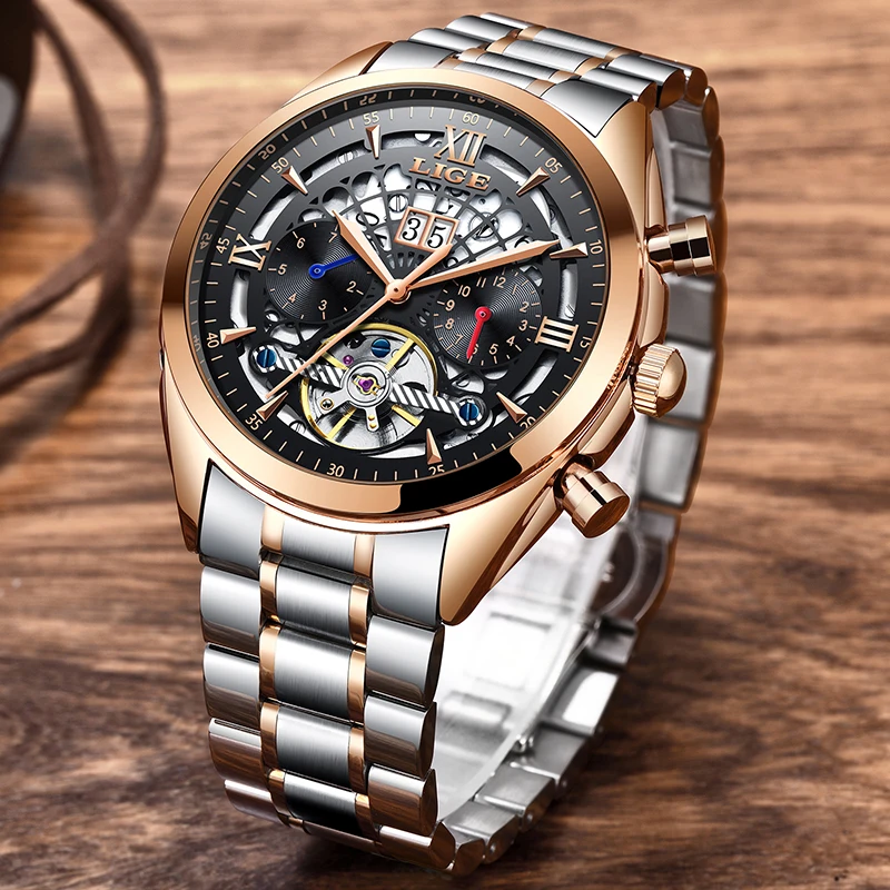 Mechanical Watch LIGE Top Brand Luxury Male Automatic Watch Men Casual Leather Military Waterproof Sport Watch Relogio Masculino Mechanical Watch LIGE Top Brand Luxury Male Automatic Watch Men Casual Leather Military Waterproof Sport Watch Relogio Masculino