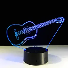 Гитара с брелком акриловый 3D ночник ребенок 7 меняет цвет USB DeskLamp Музыкальные инструменты домашний Декор светодиодный USB 3D лампа