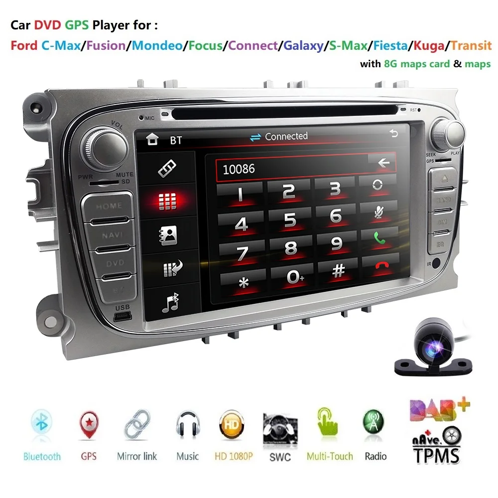 Car DVD Player Car Multimedia player GPS Nav Autoradio 2 Din For FORD/Focus/Mondeo/S-MAX/C-MAX/Galaxy Head Unit USB Monitor Cam