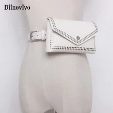 DIINOVIVO Женская поясная сумка с заклепками, повседневная поясная сумка из искусственной кожи, поясная сумка, дорожная подушка, кошелек, поясная сумка, женская сумка для телефона, WHDV0680