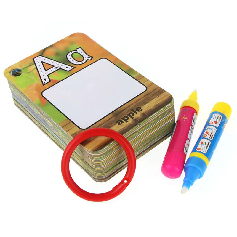 

26 Alphabet and Digital Coloring Water Drawing Card Juguetes & 2 Magic Pen Toy for Children Painting Board Early Educational Toy