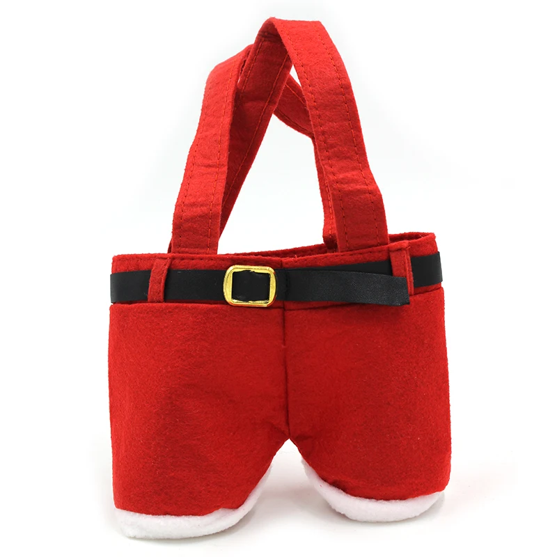 

1pcs 2019 Navidad Santa Pants Spirit Candy Bags Xmas Decoration Sack Cute Child Gift Home Decoration