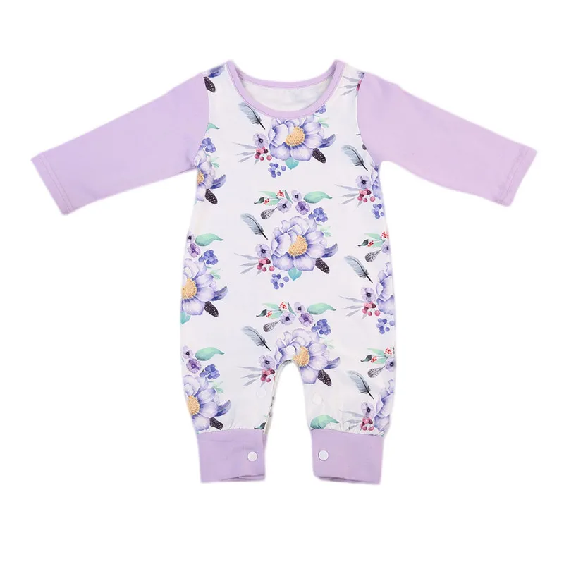 Детский хлопковый комбинезон с длинным рукавом цветочным принтом|baby girl romper|girls