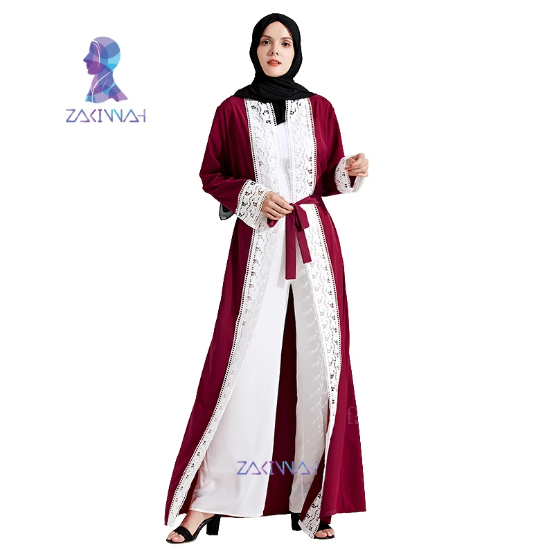 Zakiyyah модное мусульманское кружевное Макси платье Элегантное абайя открытая