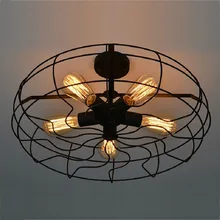 Vintage 5Heads E27 E26 Ceiling Lights Black Iron Retro Industrial Fan Ceiling Lights American Country Kitchen Loft Ceiling Lamp new vintage loft ceiling light creative iron metal hanging lamp fixture american retro decorative ceiling lights 1 2 3 4 lights