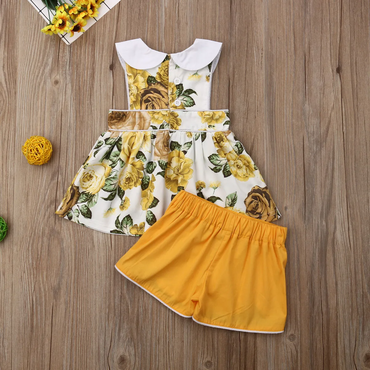 Casual Toddler Infant Baby Girls Sleeveless Floral Tops Short Pants Outfit Kids Summer Clothes Set