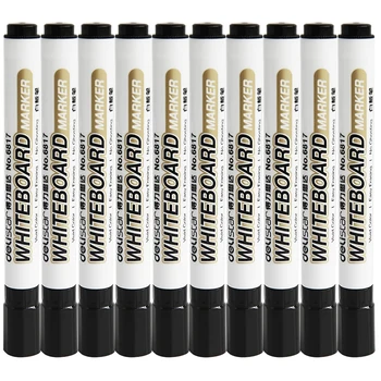 

Deli 10 Pcs/pack Whiteboard Marker Pen Value Set Black Color Easy Erasing Marker Glass Pens school office Stationery Supply